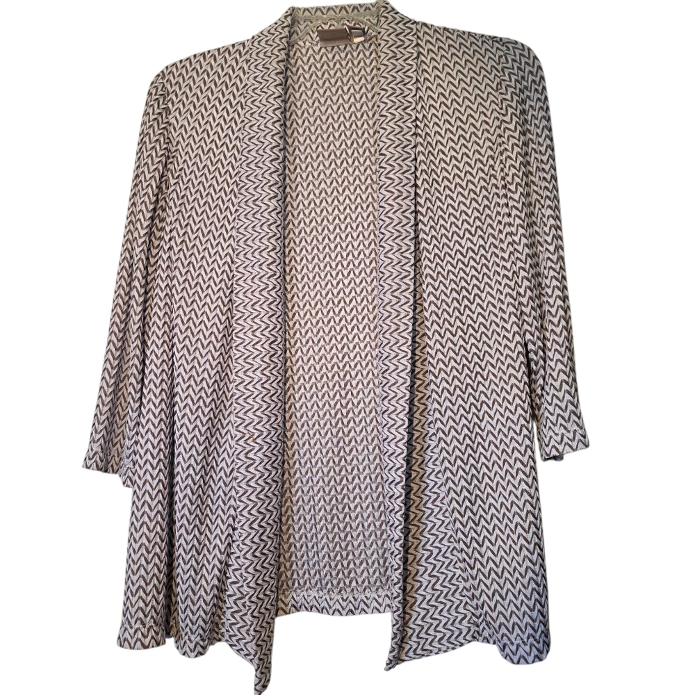 Chico's Chevron Patterned Open Front Shawl Collar Cardigan Jacket XL EUC